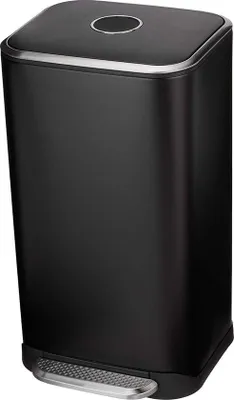 Image de Poubelles rectangulaires noires de 32 litres avec pédale à fermeture douce