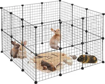 Produktbild von Famanu Außengehege für Kleintiere und Haustiere - erweiterbar, 72x110x110 cm, schwarz