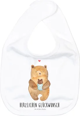 Produktbild von Mr. & Mrs. Panda Lätzchen Bär Baby - Weiß - Geschenk, Geburtstag, Schlabberlatz, Sabber, Teddy, Taufe, Babylätzchen, Für Babys, Geburt, Stofflätzchen, Glückwunsch