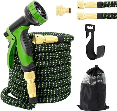 Produktbild von Famanu Gartenschlauch 15 m flexibel - mit Spritzpistole und 10 Funktionen