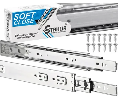 Produktbild von Schubladenführung Vollauszug Teleskopschiene - 800 mm - Soft-Close - 35 kg - 2 Stück