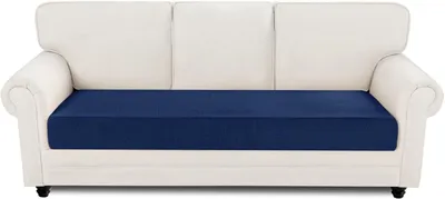 Produktbild von Elastischer Sofabezug für 3-Sitzer Jacquard Rutschfest Dunkelblau