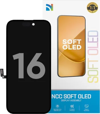 Produktbild von Kompatibel NCC Soft OLED Display Touchscreen Bildschirm (mit IC Ersatz) Schwarz für Apple iPhone 16 A3287, A3081 & Werkzeug