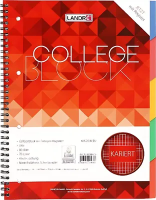 Obrázok produktu pre LANDRÉ 400065715 LANDRÉ Register-Collegeblock „COLLEGE“, DIN A4, štvorcový