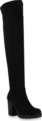 Produktbild von VAN HILL Damen Overknees Stiefel Profil-Sohle Schuhe 840588, Farbe: Schwarz, Größe: 37