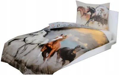 Produktbild von Smukee Kinder Bettwäsche Baumwolle Pferde 160 x 200 cm