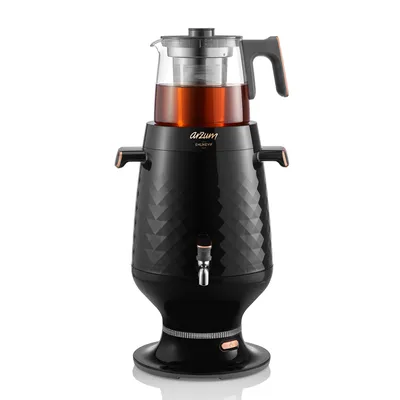 Produktbild von Arzum Ehlikeyf Semowar, Elektrischer Türkischer Teekocher, 2200W, 3,5L Wasserkocher, 1,2L Glas Teekanne, Edelstahl, Intelligente Temperaturregelung