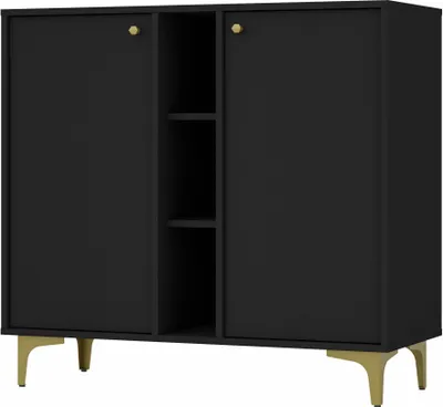 Produktbild von BEAUTYSOFA Kommode TOKYO 100 cm, zweitürige Kommode mit Regalen, Sideboard für das Wohnzimmer und Schlafzimmer, (Farbe: Schwarz)