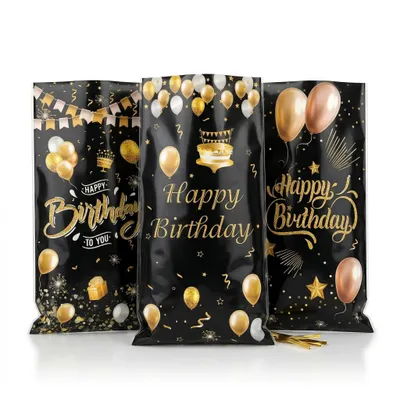 Produktbild von Happy Birthday Geschenktüten - 50 Party-Tüten, wiederverwendbare Geschenkbeutel für Geburtstag, Goodie Bags, Kindergeburtstag, Mitgebsel & Partys