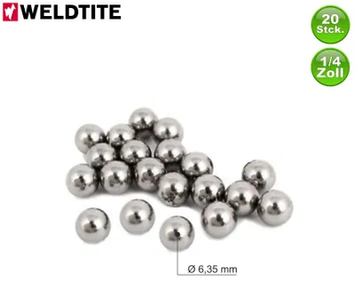 Produktbild von 20 Stück Weldtite gehärtete Kugeln für Kohlenstoffstahl - 1/4" inkl. Schlauchflicken