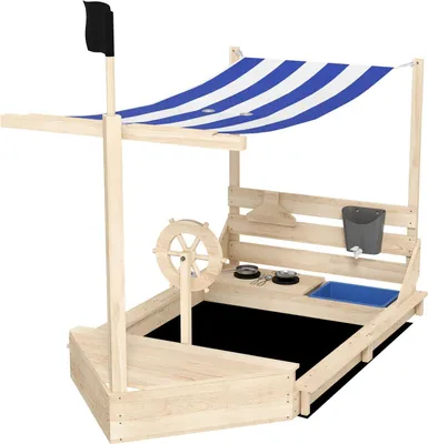 Zdjęcie produktu dla Duża Piaskownica Z Piaskownicą W Kształcie Statku, Drewniana, Zestaw Kuchenny, Dla Dzieci 3-7 Lat, 180X103X144,5Cm