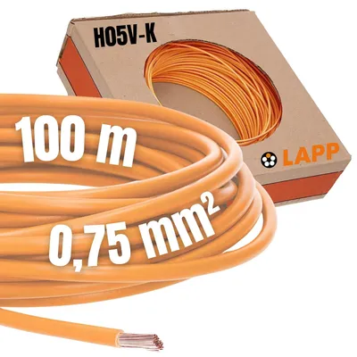 Immagine prodotto di 100 metri Lapp 4510092 H05V-K 0,75 mm² arancione I Cavo di cablaggio I Cavo flessibile I Cavo unipolare in PVC I Cavo a trefoli 0,75 mm2 I Cablaggio