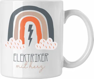 Produktbild von Trendation - Elektriker Tasse Geschenk Danke Kaffeetassse Geschenkidee für Elektriker mit Herz Spruch (Weiß)