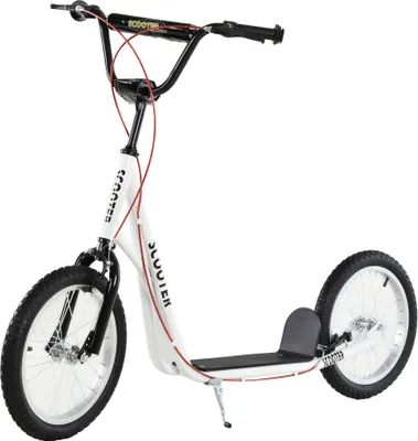 Produktbild von HOMCOM Kinderroller Scooter Tretroller Cityroller Kickscooter Roller Kinder Kickboard mit Luftreifen und Handbremse Scooter Kinder Wasserfest Faltbar ab 5 Jahre 16 Zoll Weiß 139 x 58 x 90-96 cm