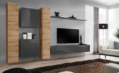 Produktbild von Designer Wohnwand Wand Regale Holzmöbel Wohnzimmer Luxus Holz Möbel Stil Modern