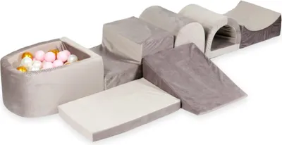 Zdjęcie produktu dla Największy piankowy plac zabaw z basenem micro Velvet lila + 100 piłek: złote, jasny róż, perła