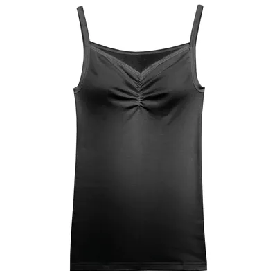 Produktbild von HERMKO 551513 Damen Trägerhemd mit Dekolleté Raffung, Farbe:schwarz, Größe:40/42 (M)