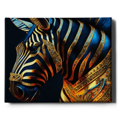 Immagine prodotto di Oh Art! - Set per dipingere con i numeri - 40x50cm, con cornice in legno e pennelli "Zebra e Oro" fai da te - Colori oro