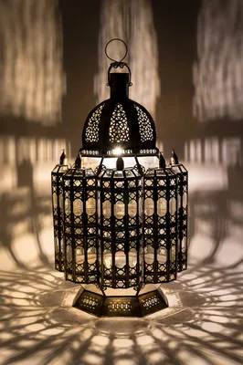 Produktbild von Orientalische Laterne aus Metall & Glas Moulay XXL 100cm groß | Marokkanische Gartenlaterne für draußen Innen als Bodenlaterne | Marokkanisches Gartenwindlicht Windlicht hängend oder zum hinstellen
