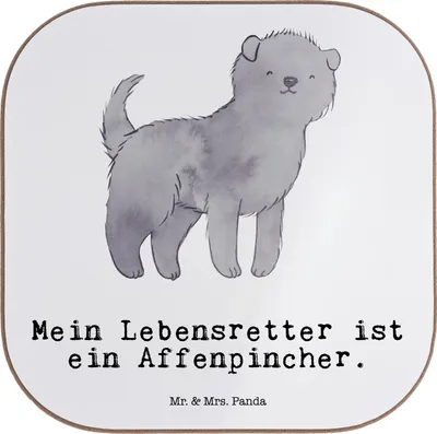 Produktbild von Mr. & Mrs. Panda Tassen Untersetzer Affenpincher Lebensretter - Weiß - Geschenk, Holzuntersetzer, Glas, Coaster, Tischuntersetzer, für Gläser, gläseruntersetzer