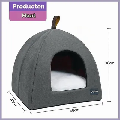 Produktbild von Katzenbett Katzenhöhle Katzenhaus - Faltbar - Grau - Größe M 40 x 40 x 38 cm - Für Katzen und kleine Hunde
