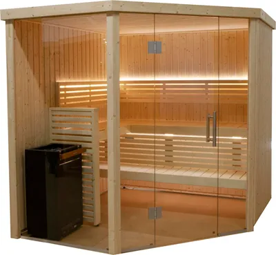 Produktbild von Harvia Variant View Corner Large Sauna Saunakabine aus Fichte ca. 206 x 203 x 201 cm