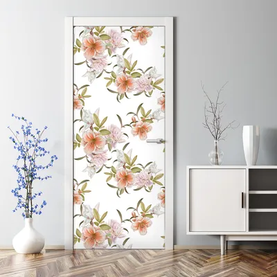 Produktbild von Dekorative Aufkleber selbstklebend Klebefolie Türaufkleber Türposter Tropische Blumen 70 x 200 cm