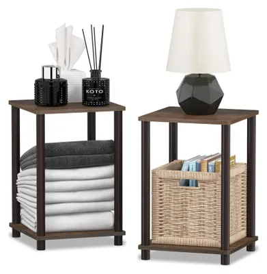 2er Set Beistelltische Walnuss/Braun 34x34x50,8 cm