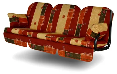 Produktbild von Hollywoodschaukel Auflage Deluxe - passend für zahlreiche 3-Sitzer Hollywoodschaukeln - Auflage aus Deutschland (Rot-Terra-Beige Gemustert)