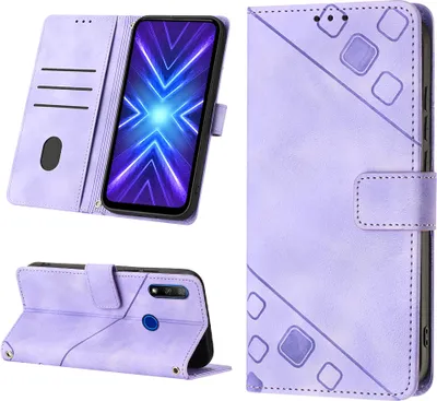 Produktbild von Hülle für Huawei Y9 Prime 2019/P Smart Z 2019 Prägung Flip Leder Brieftasche Schutzhülle mit Ständer Lila