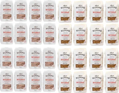 Produktbild von Rummo Penne Rigate Integral-Paste, 16 x Penne Rigate + 16 x Fusilli – Italienische Pasta (32 x 500 g)