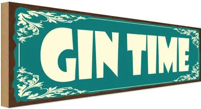 Produktbild von vianmo Holzschild 10x27 cm Gin Time Alkohol Essen Trinken
