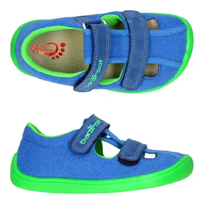 Produktbild von Bačkůrky sandály plátěnky 3F 3BE25/2R bar3foot super flexi modré barefoot, suchý zip