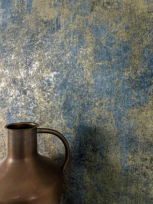 Produktbild von NEWROOM Tapete Blau Vliestapete Beton - Betonoptik Modern Gold  Zement Metallic Betonwand Industrial Glanztapete