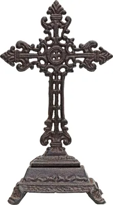 Produktbild von Kreuz Kruzifix im Nostalgie Antik-Stil Eisen Deko Standkreuz Kirche