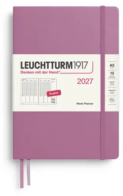 Immagine prodotto di LEUCHTTURM1917, pianificatore settimanale 2027, formato medio (A5) - Lingua: inglese, colore: rosa polvere, dimensioni: 210 x 145 m