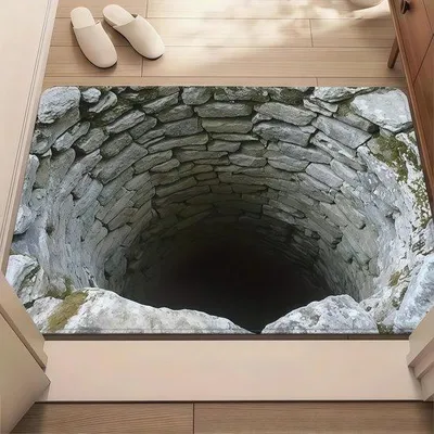 Obrázek produktu pro Uniqoos® 3D koberec, 50 x 80 cm – polyesterová podložka s 3D efektem, protiskluzová spodní strana, omyvatelná, obdélníkový tvar, vhodná do chodby, obývacího pokoje a ložnice, 1 kus