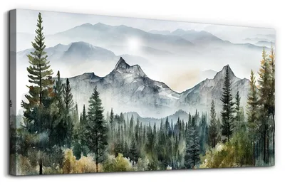 Zdjęcie produktu dla Obraz akwarela las 50x100 cm, płótno, do salonu