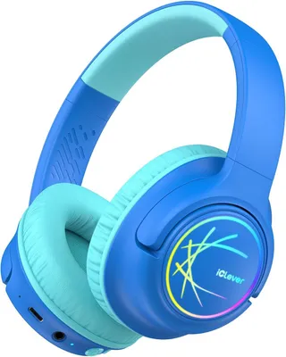 Produktbild von Bluetooth Kopfhörer Kinder mit LED-Leuchten, 74/85dBA Lautstärkebegrenzung, 43 Std Akku, Stereo Sound, Typ-C, AUX, Bluetooth 5.3 für Tablet & Reisen