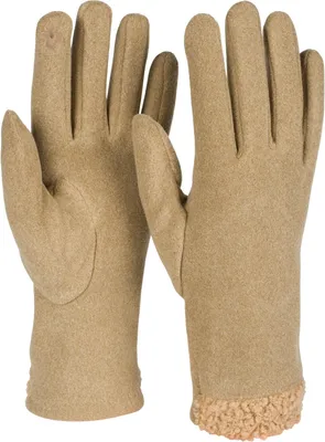 Produktbild von styleBREAKER Damen Touchscreen Handschuhe mit Teddyfell am Saum und Fleece Futter, warme Fingerhandschuhe, Winter 09010034