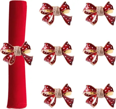 Image de Porte-serviettes de Noël avec nœud papillon Porte-serviettes de Noël avec nœud papillon pour la table à manger