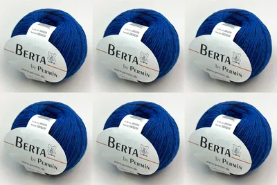 Imagen del producto de 6 ovillos de hilo Berta de Permin, mezcla de lana y algodón con certificación ®, color azul "kobold" (39)
