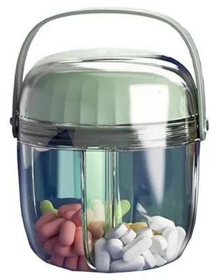 Image de Boîte à pilules avec 4 compartiments, boîte de rangement pour médicaments portable, organisateur de pilules quotidien, vert, sans BPA