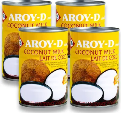 Produktbild von [ 4x 400ml ] AROY-D Kokosmilch LITE Kokosnussmilch Cocosmilch, Coconut Milk