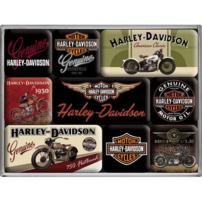 Image de Nostalgic-Art - Set de 9 aimants - Harley-Davidson - Bikes
