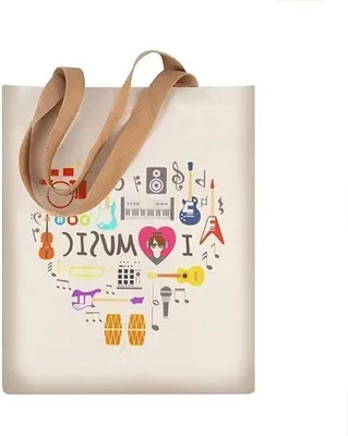 Productafbeelding van Duurzame schoudertas, ideaal voor boodschappen, muzieklessen en reizen, met verstelbare schouderband