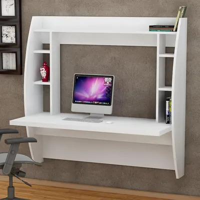Immagine prodotto di Buronzo - Scrivania, 124x55x120h cm Bianco, 6 Ripiani
