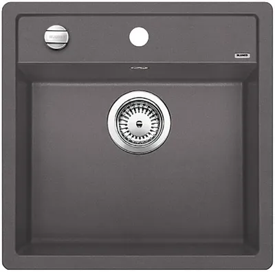 Produktbild von BLANCO DALAGO 5-F, SILGRANIT, felsgrau, mit Ablauffernbedienung, keine Beckenlage, 500 mm Untermaß, Aufsatzwanne, Rechteckig, Silgranit, Grau, 1 Becken, Rechteckig