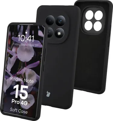 Produktbild von Silikon Handyhülle für Xiaomi Redmi Note 15 Pro 4G, Bizon Soft Case, Schwarz