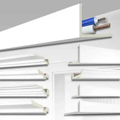 Produktbild von HEXIM Kabel- und Rohrabdeckung 2 Meter, Kabelkanal weiß PolyurethanHartschaum, Rohrverkleidung Kabelschutz